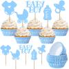 Suttmin 100 Pcs Baby Boy Cupcake Toppers Baby Shower Cupcake Decorations with 150 Pcs Blue Cake Liners Wrappers for Gender Reveal Boys First Birthday Party Supplies Favors view 1