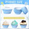 Suttmin 100 Pcs Baby Boy Cupcake Toppers Baby Shower Cupcake Decorations with 150 Pcs Blue Cake Liners Wrappers for Gender Reveal Boys First Birthday Party Supplies Favors view 2