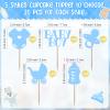Suttmin 100 Pcs Baby Boy Cupcake Toppers Baby Shower Cupcake Decorations with 150 Pcs Blue Cake Liners Wrappers for Gender Reveal Boys First Birthday Party Supplies Favors view 3