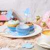 Suttmin 100 Pcs Baby Boy Cupcake Toppers Baby Shower Cupcake Decorations with 150 Pcs Blue Cake Liners Wrappers for Gender Reveal Boys First Birthday Party Supplies Favors view 4