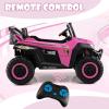 OLAKIDS 2 Seater Ride on Car for Kids, 12V UTV Kids' Electric Vehicles with Remote Control, Spring Suspension, Soft Start, Music Bluetooth FM, Battery Powered for Ages 3-8 (Bright Pink) view 4