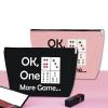 2Pcs Mahjong Lover Gift Mahjong Girls Makeup Bag Mahjong Player Gift Cosmetic Bag Retirement Gift Funny Gambling Gift for Women Grandma Mother Birthday Christmas Gift Travel Makeup Pouch (Black,Pink) view 4