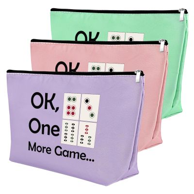 3Pcs Mahjong Bag Mahjong Lover Gift Makeup Bag Funny Retirement Gifts for Her Mahjong Girl Cosmetic Bag Mahjong Player Gift Gambling Gifts for Women Grandma Mother Birthday Christmas Gift Travel Pouch