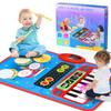 2-in-1 Musical Mat Toys for 1 2 3 4 5 Year Old, Piano Keyboard & Drum Set with 2 Drum Sticks, Early Educational Musical Learning Toys Birthday for 1 2 3 4 5 Year Old Boys & Girls, Blue view 1