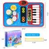 2-in-1 Musical Mat Toys for 1 2 3 4 5 Year Old, Piano Keyboard & Drum Set with 2 Drum Sticks, Early Educational Musical Learning Toys Birthday for 1 2 3 4 5 Year Old Boys & Girls, Blue view 4