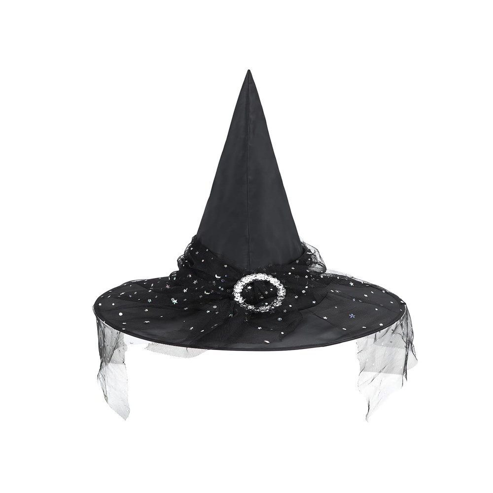 Century Star Kids Witch Hat Girls Lace Halloween Hat for kids Youth Teens Halloween Decorations Party Cosplay 1Pc Black Starlight S