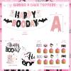 135 PCs Happy Boo Day Party Decorations, Fiesec Halloween Themed Pink and Black Birthday Party Decorations Backdrop Balloon Garland Spider Web Banner Tablecloth Cake Topper Little Ghost view 3