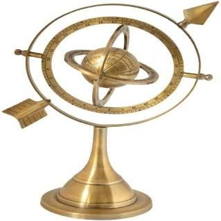 Antique Astrolabe Brass Sphere 10 Inches Brass Tabletop Armillary Nautical Sphere Globe-Brown Sphere World Globe Metal Base Unique Armillary