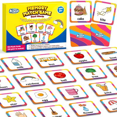 Aizweb First Words Match Game,Memory Game,52 Pcs Toddler Baby Flash Cards,Educational Toys for Pre K Preschool Kindergarten Learning Activities,Speech Therapy Materials Classroom Must Haves