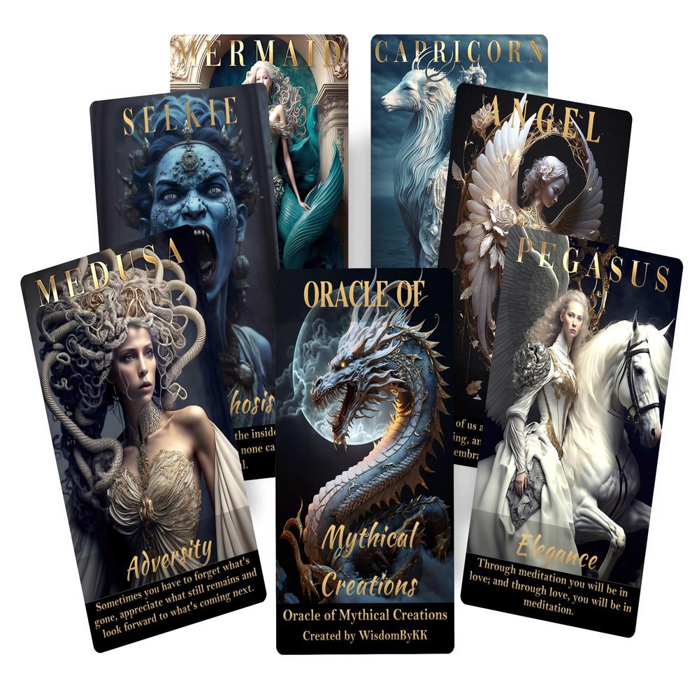 Oracle of Mythical Creations | 44-Card Fantasy Oracle Deck Featuring Dragons, Mermaids, Angels, and Legendary Beings