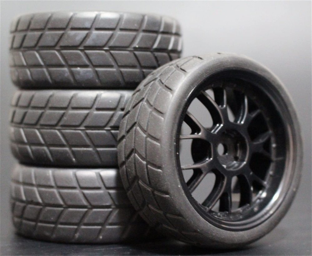 4pcs 1/10 RC Soft Rubber Touring Tire Tire Rim Modification Accessories (Color : 4)
