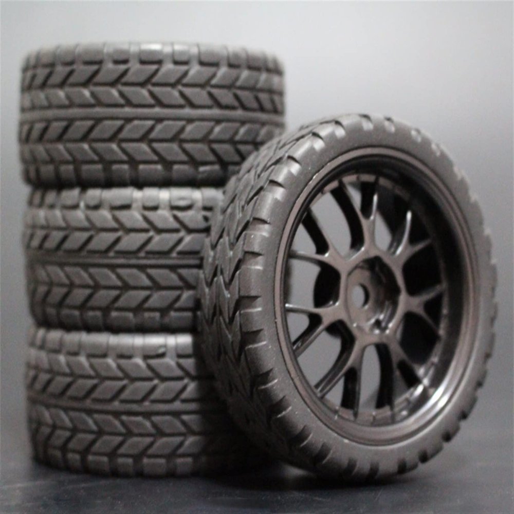 4pcs 1/10 RC Soft Rubber Touring Tire Tire Rim Modification Accessories (Color : 1)