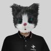 GREUS Halloween Full Face Cat Mask Realistic Plush Cat Costume Mask Animal Cosplay Masks for Men Women view 2