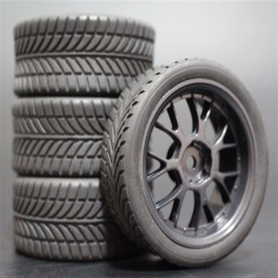 4pcs 1/10 RC Soft Rubber Touring Tire Tire Rim Modification Accessories (Color : 3)