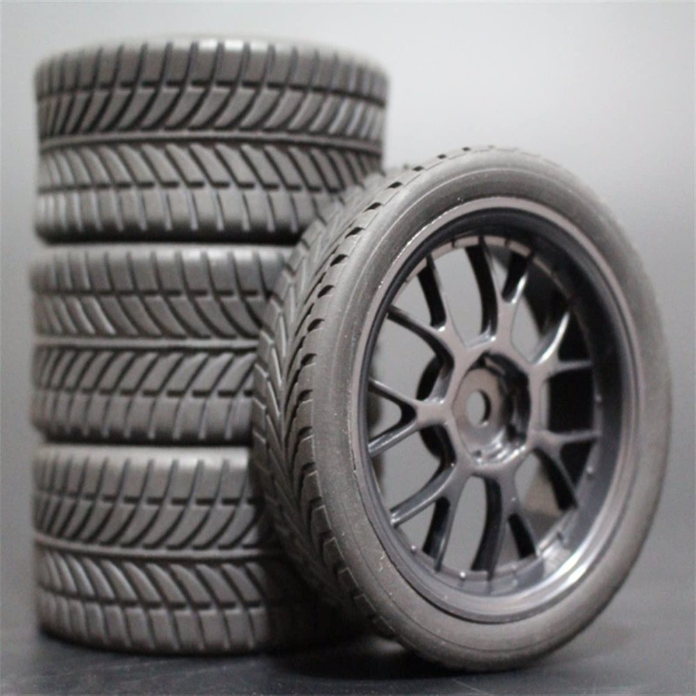 4pcs 1/10 RC Soft Rubber Touring Tire Tire Rim Modification Accessories (Color : 3)