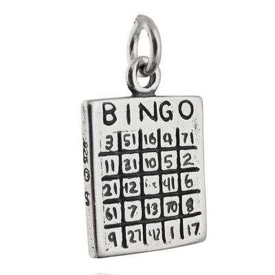 Bingo Card Charm - 925 Sterling Silver - Two-sided Game Night Numbers
