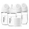 Gulicola Natural Glass Baby Bottle 4 Pack, Newborn Breastfeeding Bottles Set, Extra Slow Flow Nipples (SS), Anti Colic, 0 Months+, 5 oz - White view 1