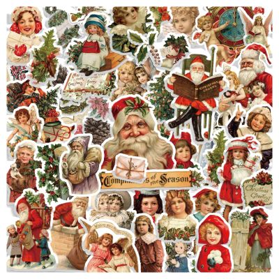 100 Pcs Christmas Stickers Non-Repeating Retro Santa Claus Stickers Christmas Decoration,Waterproof Holiday Sticker for Scrapbook,Cards,Junk Journals, Laptop,Water Bottles (Santa 100 Pcs)