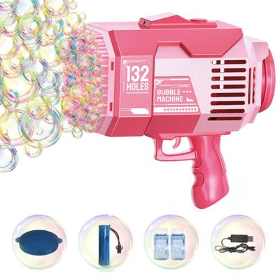 TIMBERRIDGE LINE Bubble Gun Bubble Machine with LED Lights 132-Hole Bubble Machine for Parties, Summer, Wedding, Outdoor Play Bubble Blower for Kids and Adults Automatic Bubble Blaster