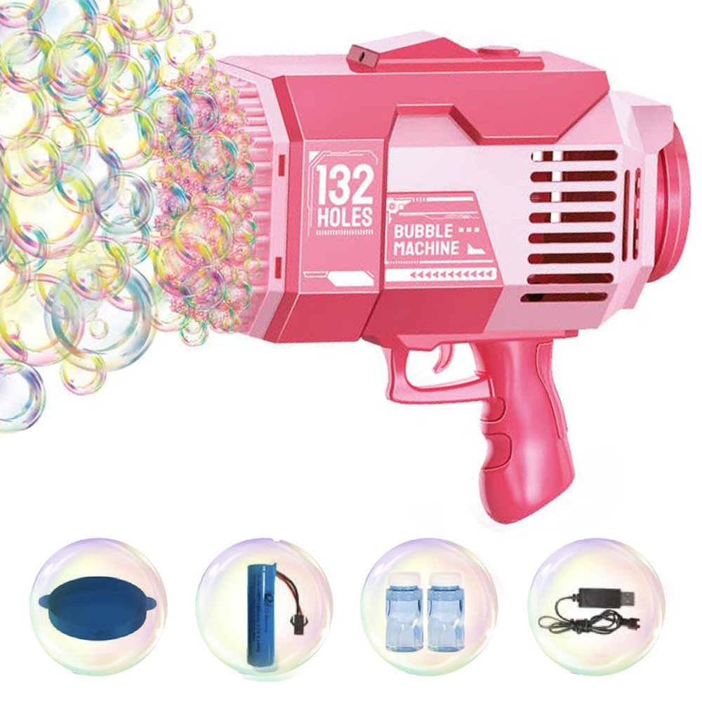 TIMBERRIDGE LINE Bubble Gun Bubble Machine with LED Lights 132-Hole Bubble Machine for Parties, Summer, Wedding, Outdoor Play Bubble Blower for Kids and Adults Automatic Bubble Blaster