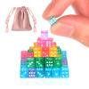 200 Pack Small Dice Set - 5mm, 6 Sided Mini Dice, Transparent & Colored, Velvet Bag for Casino Night, Parties & Learning view 1