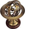 Antique Brass 11" Armillary Sphere Globe Astrolabe Zodiac Engraved Celestial Globe Wooden Base (GOLDEN & BROWN). view 1