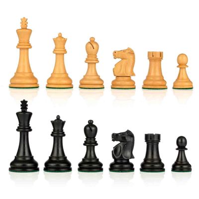 3.75" 1972 Fischer Spassky Chess Pieces Only Set - Double Weighted Boxwood (Ebonized Boxwood & Boxwood)