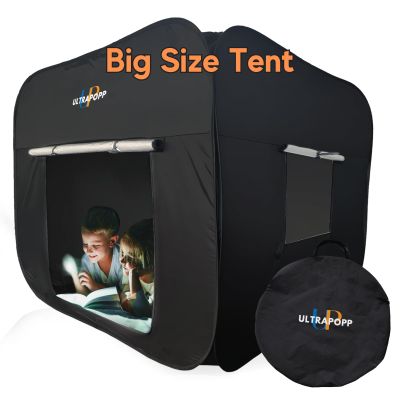 Ultrapopp Pop up Sensory Tent for Kids, Extra Big 47x47in Black Out Calming Hideout Den, Calm Down Black Tent for Autism Kids ADHD SPD, Autistic Sensory Room Play Tents with Door & Window