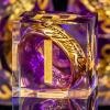 OUKELANWO Magic Lord Rings DND Dice Set with Box, 7Pcs Resin LOTR D&D Dice Set for Role Playing Game, Purple Gold Dungeons Dragons D and D Sharp Edge Dice D20 D12 D10 D8 D6 D4 view 1