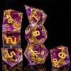 OUKELANWO Magic Lord Rings DND Dice Set with Box, 7Pcs Resin LOTR D&D Dice Set for Role Playing Game, Purple Gold Dungeons Dragons D and D Sharp Edge Dice D20 D12 D10 D8 D6 D4 view 2