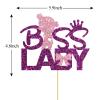 Boss Lady Cake Topper/Girl Boss 1st 2nd 3rd Birthday Party Decor/Reveal Gender Sign Cake Topper/Women Girls Birthday Party Decorations - Purple Glitter view 2