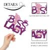 Boss Lady Cake Topper/Girl Boss 1st 2nd 3rd Birthday Party Decor/Reveal Gender Sign Cake Topper/Women Girls Birthday Party Decorations - Purple Glitter view 3