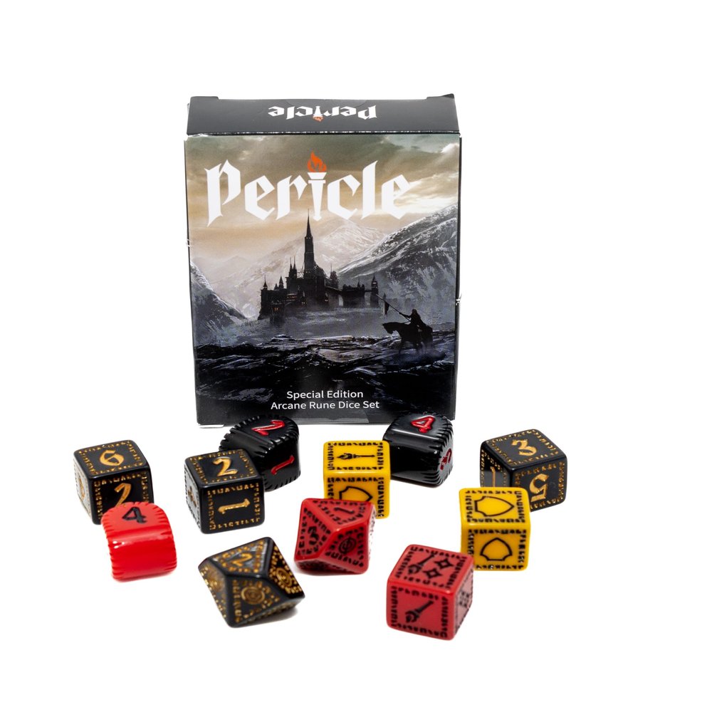 Pericle | Arcane Rune Dice | Tabletop RPG Accessory | Cuboid D4 Dice