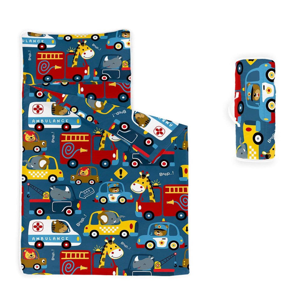 Datura home Nap Mat -Animal Cars Sleeping Bag with Removable Pillow - Daycare and Sleepovers Preschool Kindergarten Bedding Set for Kids Toddler Boys Girls(Animal Standard)