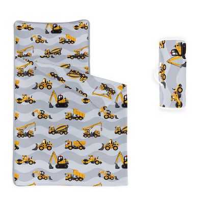 Datura home Nap Mat -Excavator Truck Sleeping Bag with Removable Pillow - Daycare and Sleepovers Preschool Kindergarten Bedding Set for Kids Toddler Boys Girls(Truck1 Standard)