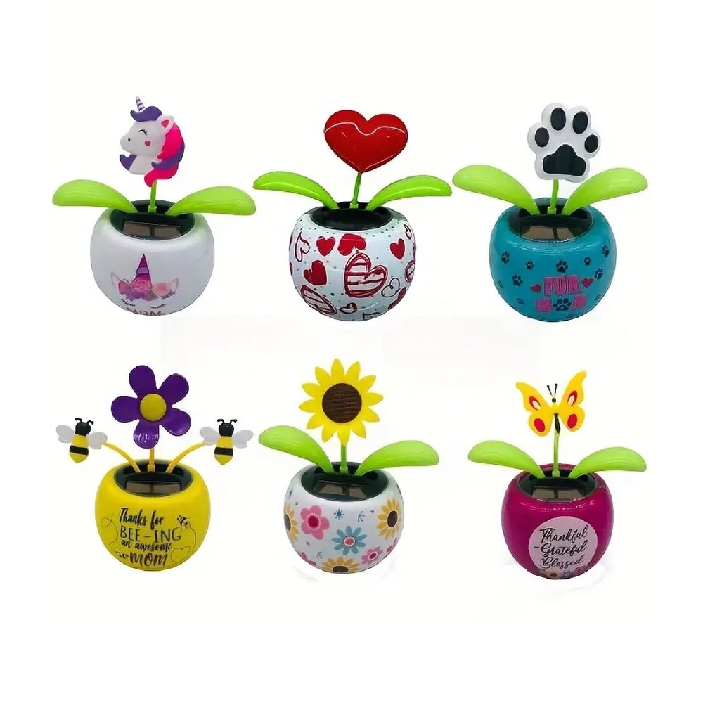 SEDLAV Solar Dancing Flowers - Solar Dancing Ornament, Car Dashboard, Solar Powered Dancer - Cartoon Flower Shaped Solar Bobblehead Figures