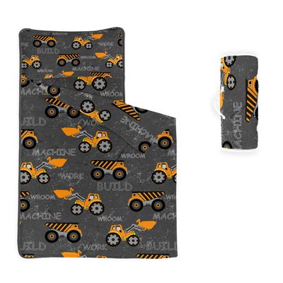 Datura home Nap Mat -Excavator Truck Sleeping Bag with Removable Pillow - Daycare and Sleepovers Preschool Kindergarten Bedding Set for Kids Toddler Boys Girls(Truck Standard)