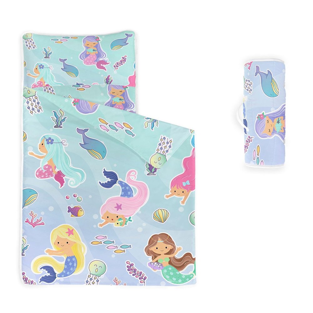 Datura home Nap Mat -Mermaid Sleeping Bag with Removable Pillow - Daycare and Sleepovers Preschool Kindergarten Bedding Set for Kids Toddler Boys Girls(Mermaid3 Large)