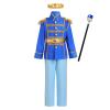 Boy Prince Charming Kids King Knight Medieval Royal Prince Outfit Gold Crown Boys Colonial Party Birthday Christmas Light Blue + Scepter 8-10 Years view 1