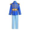 Boy Prince Charming Kids King Knight Medieval Royal Prince Outfit Gold Crown Boys Colonial Party Birthday Christmas Light Blue + Scepter 8-10 Years view 2