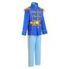 Boy Prince Charming Kids King Knight Medieval Royal Prince Outfit Gold Crown Boys Colonial Party Birthday Christmas Light Blue + Scepter 8-10 Years view 3