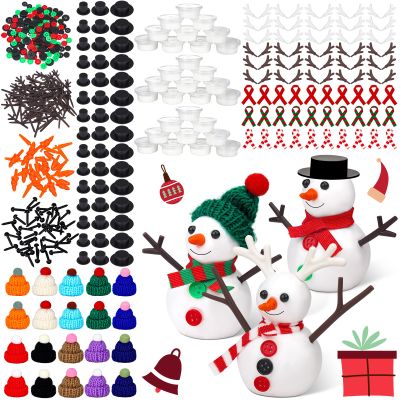 Liliful 30 Pack 1081 Pcs Christmas Snowman DIY Craft Kits Build a Snowman Crafts Accessories for Winter Parties Christmas Stuffers Xmas Gift(Clay)