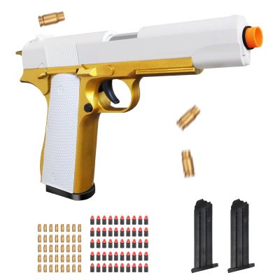 Bugrtey Soft Bullet Toy Gun Pistol with Shell Ejecting for Outdoor/Indoor Shooting Games Toys, Fake Gun Prop for Halloween Costume, Educational Play Toy Guns Model(Gold), Christmas/Birthday Gifts