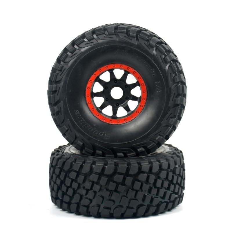 1/8 Mojave Short-Course Truck Tire Tires Wheel FS Desert Truck Off-Road Buggy 17MM Adapter Wearable 336184 RC Model Car (Color : Red 2pcs)