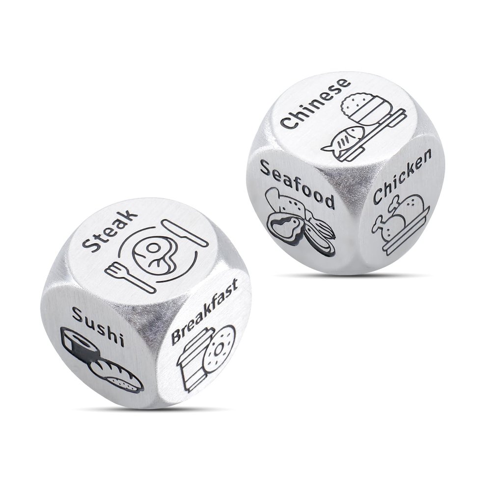 2PCS Food Decision Dice Wife Valentines Gifts for Her Him Boyfriend Girlfriend Couple Gifts for Women Men Christmas Exchange Game Decider for Husband Wife Valentines White Elephant