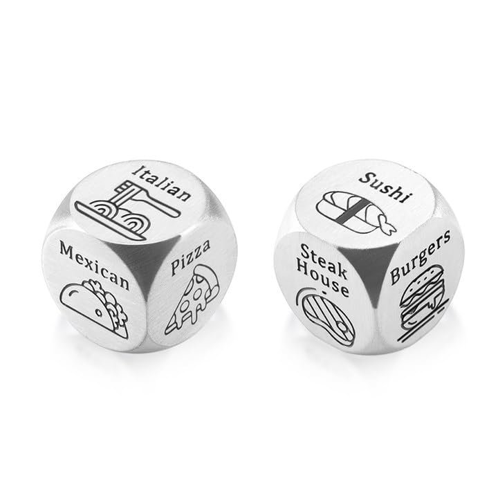2 PCS Food Dice Valentines Day Gifts for Him Her Couple Dice for Adult Women Men Wife Gifts for Wife from Husband Girlfriend Boyfriend Love DiceWhite Elephant Food Decision Decider