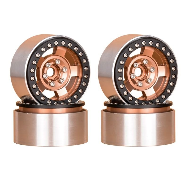 MayNuo 4PCS Metal Aluminum Alloy 1.9 in Tires Wheel Hub Wheels for 1/10 RC Remote Control Model Car Crawler SCX10 JT4 XT4 (Color : Golden)