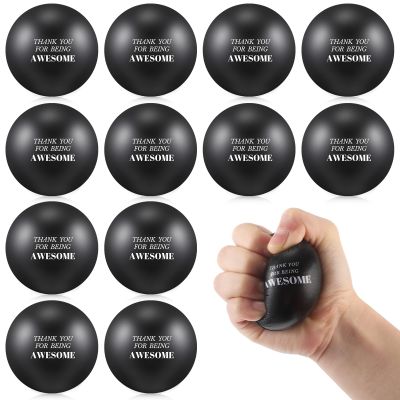 Lenwen 12 Pcs Funny Stress Balls for Adults Employee Appreciation Gifts 2.5 Inch Motivational Stress Balls Inspirational Relief Thank You Gift (Black Awesome)