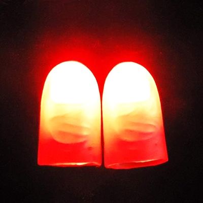 blue-ther Red Light up Thumb Tips Finger Magic Tricks Fake Finger with LED Light Magic for Party Props (5 Pairs)