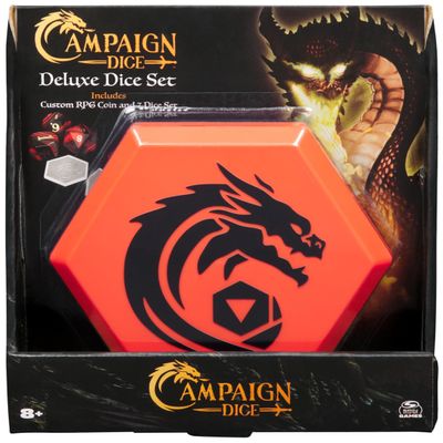 Spin Master Games, Campaign Dice, Premium Dice to Go, Set of Polyhedron Dice for RPG & Board Games, Storage Case, DND Dungeons and Dragons, MTG Magic The Gathering, for Ages 8 & Up